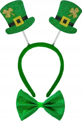 Produktbild von St. Patrick's Day-Set: Grünes Stirnband, Hut und Koboldfliege