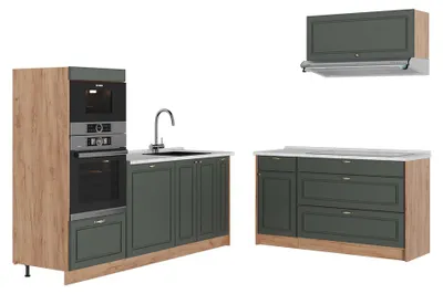 Immagine prodotto di Cucina Vicco Fame-Line Verde-oro rustico/Rovere dorato 340 cm, PL Marmo, Model 63903