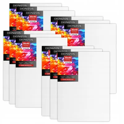 Produktbild von Dionizos Sada malířských pláten 12 kusů - 30x40 cm - Vysoce kvalitní bavlněné plátno pro akrylovou a olejovou malbu - Předmalované a základním nátěrem opatřené nosné rámy