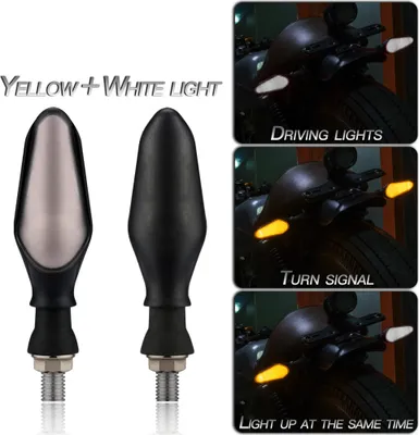 Image de 1 paire de feux clignotants à Led bicolores pour motocyclette pour lumière jaune+blanche