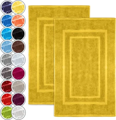 Produktbild von Badematte Badvorleger 2er Pack 50x80cm, 100% Baumwolle, Gelb