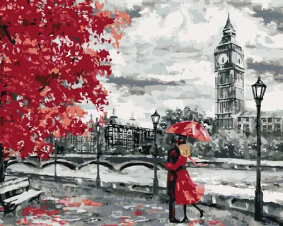 Obrázek produktu pro Zuty - Malování podle čísel - MILUJÍCÍ PÁR V LONDÝNĚ, 40x50 cm, vypnuté plátno na rám