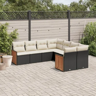 Produktbild von 8-tlg. Garten-Sofagarnitur mit Kissen Schwarz Poly Rattan 3228233