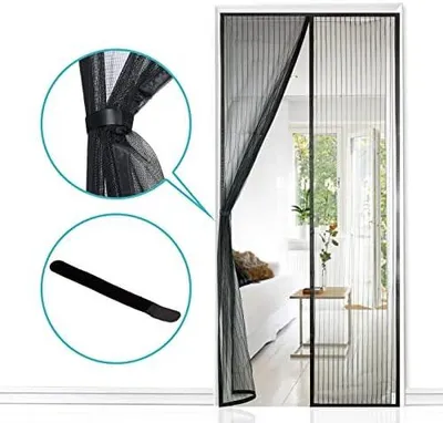 Produktbild von Apalus Fliegengitter Tür, Magnet Insektenschutz 90x210cm, Der Magnetvorhang Ist Ideal Für Die Balkontür, Kellertür und Terrassentür, Kinderleichte Klebemontage Ohne Bohren, Nicht Kürzbar Schwarz
