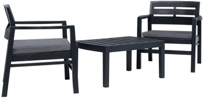 Image de Salon d'extérieur anthracite 2 places en résine, avec fauteuils, coussins et table basse Lombok