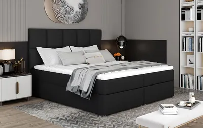 Produktbild von NABBI Gepolstert Doppelbett mit Stauraum Grosio 185 - schwarz (Sawana 14)
