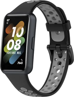 Produktbild von Strap-it Huawei Band 7 Sportarmband (Schwarz/Grau)
