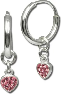 Produktbild von Teenie-Weenie Creolen rosa Ohrringe Sterlingsilber Herz Kinderschmuck D2SDO091A