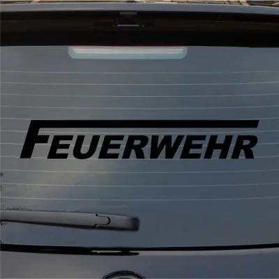 Produktbild von Heckscheibenaufkleber Feuerwehr langes F 55x9 cm Schwarz Matt Auto Aufkleber Sticker