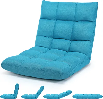 Obrázek produktu pro COSTWAY Židle na podlahu nastavitelná, čalouněná židle na podlahu, polštář na podlahu s opěradlem, meditační židle k oknu (tyrkysová)
