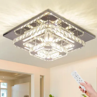 Image de Plafonnier LED avec lustre en cristal