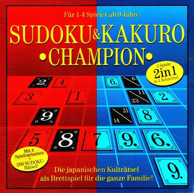 Produktbild von Sudoku und Kakuro - Champion - 2 Spiele in einer Schachtel, 200 Sudokuräsel, 4 Spielvarianten