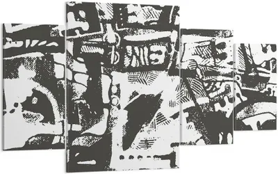 Produktbild von Bild auf Leinwand - Leinwandbild - 4 Teile - Schwarzweiß Figuren Abstraktion - 160x90cm - Wand Bild - Wanddeko - Wandbilder - Leinwanddruck - Bilder - Wanddekoration - Leinwand bilder - DL160x90-5125