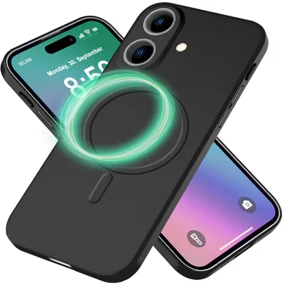 Produktbild von NALIA Ultra-Slim Hardcase für iPhone 16 – MagSafe kompatibel & 0.3mm Dünn – THINIX (Matt & Schlank) – Marke aus Berlin – Schwarz