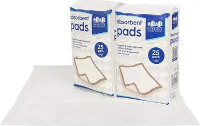 Produktbild von Harbour Housewares Einweg-Inkontinenz-Betteinlagen – 60 cm x 60 cm – Packung mit 50 Stück
