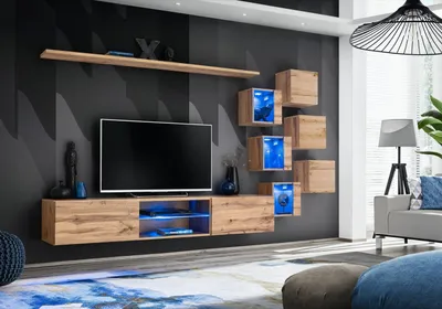 Zdjęcie produktu dla Ściana do salonu RIONATA 21 - dąb Wotan