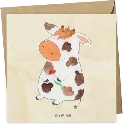 Produktbild von Mr. & Mrs. Panda Klappkarte Kuh - Vintage - Geschenk, Bauernhof, Motivtion, anlasskarte, Kühe, Grußkarte, Spruch, doppelkarte, faltkarte, Glückwunschkarte, Milch