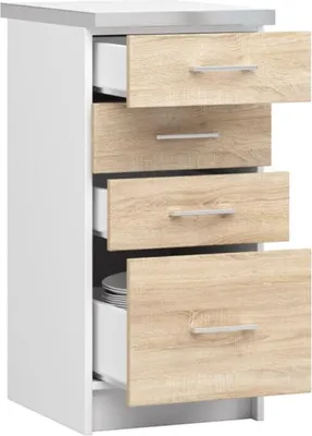 Obrázek produktu pro BDW kuchyňská skříňka, kuchyňská skříňka s pracovní deskou, dvířky, zásuvkou, bílá / Sonoma