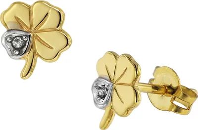 trendor 75094 Damen Ohrringe Kleeblatt 333 Gold 8 Karat Bicolor 1
