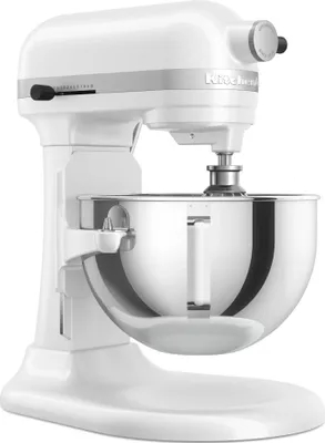 Produktbild von KitchenAid 5KSM55SXXEWH, Standmixer, Weiß, Schlagen, Kneten, Mixen, Rührer, 1,1 m, 5,2 l, Edelstahl