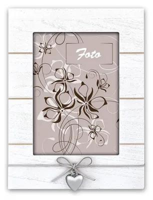 Image de Vintage cadre photo en bois rectangulaire blanc pour 15x20 cm