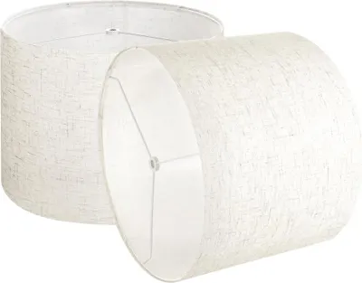 Produktbild von Trommellampenschirm 33x33x25cm - Mittelgroßer, Runder Lampenschirm - 2 Stk. Helles Leinen - Lampenschirm für Wohnzimmer und Schlafzimmer