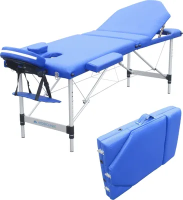 Image de Mobiclinic, table de massage pliante, , CA-01 Plus, 186x60 cm, lit de massage avec appui-tête, aluminium et similicuir, 3 parties, portable