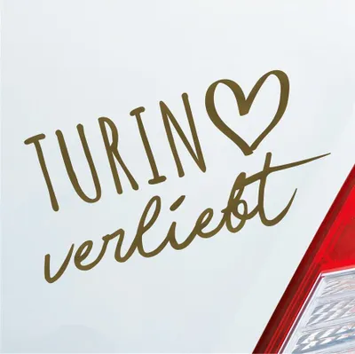 Produktbild von Auto Aufkleber Turin verliebt Herz Stadt Heimat Liebe Car 19x10 cm Gold Sticker Heckscheibenaufkleber