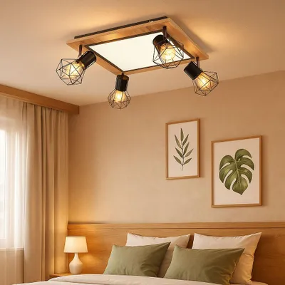 Produktbild von LED Deckenleuchte, Holzoptik, Gitterspots schwenkbar, L 45 cm