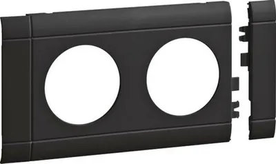 Produktbild von Hager Blende 2-fach Steckdose zu Oberteil 80mm anreihbar halogenfrei graphitschwarz, Schwarz, Graphit, Acrylnitril-Butadien-Styrol (ABS), Hager, 152 mm, 80 mm, 1 Stück(e)