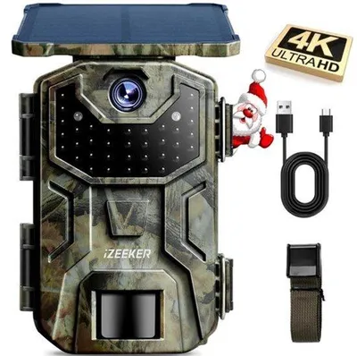 Productafbeelding van Wildcamera op zonne-energie, 4K 30fps 48MP Wildcamera met 36pcs Infrarood-LEDs, Wildcamera met Nachtzicht Bewegingsgeactiveerd IP66 Waterdicht voor Bewaking van Wilde