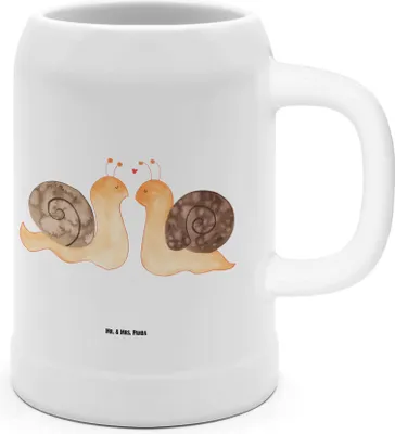 Produktbild von Mr. & Mrs. Panda Seidel Schnecken Liebe - Weiß - Geschenk, Bier Humpen, Verliebt, glücklich, Bierhumpen, Pärchen, Große, Krug, Steinkrug, Paar