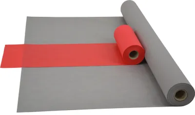Produktbild von Sensalux Kombi-Set 1 Tischdeckenrolle 1,5m x 25m grau + Tischläufer 30cm rot