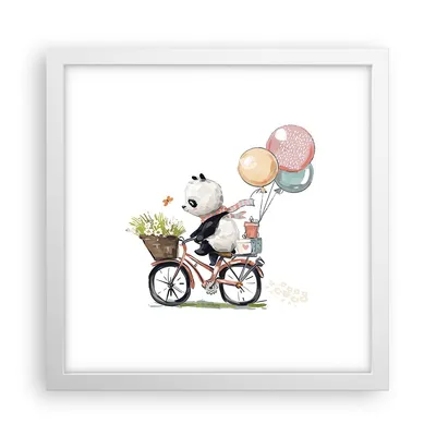 Produktbild von Gerahmtes Poster - Weißer Rahmen - Panda Fahrrad Kinder - 30x30 cm - Wand Bild - Wanddeko - Wandbilder - Kunstposter - Wandposter - Bilderrahmen - Bilder - Kunstdruck - P2WAC30x30-4707