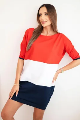 Obrázek produktu pro Kesi Dámské mikinové šaty Simen bílá-červená-navy XL