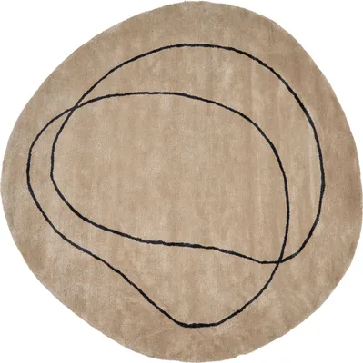 Produktbild von BELIANI Teppich Beige u. Schwarz Viskose u. Wolle ⌀ 200 cm Asymmetrisch Abstraktes Muster Kurzhaar Modern Läufer Wohnzimmer Diele Flur Eingangsbereich