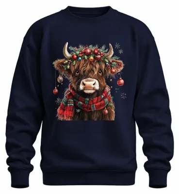 Zdjęcie produktu dla Scottish Highland Cow Christmas Festive Farm Gift Uni  Bluza rozpinana, granatowy, XL