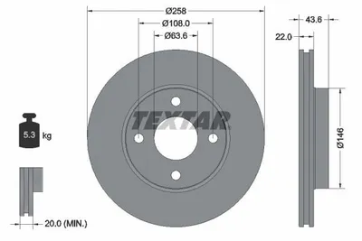 Zdjęcie produktu dla Tarcza hamulcowa TEXTAR 92096203