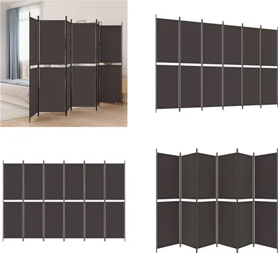 Obrázek produktu pro vidaXL 6dílný paraván hnědý 300x200 cm látka - rozdělovač místností - rozdělovací stěna