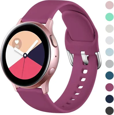Produktbild von Armband Kompatibel mit Samsung Galaxy Watch Active/Active2 40mm/44mm, 20mm Weiche Silikon Ersatz Uhrenarmbänder Kompatibel mit Samsung Galaxy Watch 42mm/Galaxy Watch 3 41mm, Klein Groß, Fuchsia, S