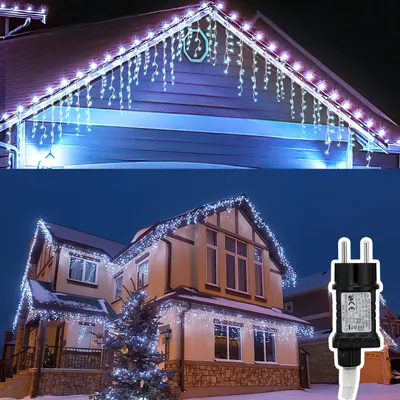 Zdjęcie produktu dla Vigevee, dekoracyjne oświetlenie świąteczne "Eisregen", 200 diod LED, długość 5 metrów + 5 metrów kabla zasilającego, barwa: biała, dekoracyjny panel świetlny z 8 trybami, oświetlenie świąteczne do wnętrz, idealne na Boże Narodzenie i imprezy