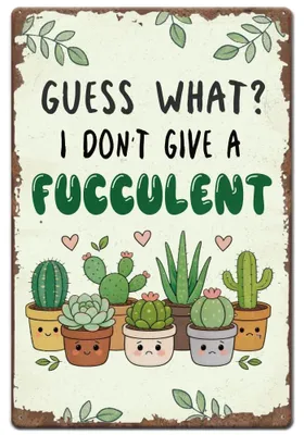 Productafbeelding van Metalen Wandbord - Met Succulenten en Tekst - Wanddecoratie voor Binnen en Buiten - 20x30 cm