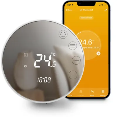Productafbeelding van WIFI Verwarmingsthermostaat, Slimme Touchscreen Thermostaat voor Gasboiler en Vloerverwarming