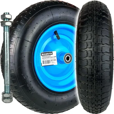 Produktbild von Schubkarrenrad Ø 390mm x 90mm Ersatzrad + Achse Ø12mm x 160mm  GEPUMPTES Mamuth