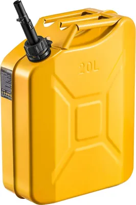 Image de Bidon d'essence - Bidon métallique de 20 litres - Avec bec verseur - Poignée confortable - Débit max. 6 l/min - Étanche - Pour voiture, moto, ATV et UTV - Jaune