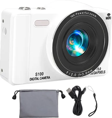 4K Digitalkamera 75MP UHD Dual Lens 16x Digitaler Zoom WiFi Autofokus Digitalkamera mit eingebautem Blitz für Fotografie Reisen Weiß 32GB