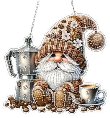Produktbild von Diamond Painting Anhänger Gnom Kaffee Hängendes Ornament Bastelset Fensterbilder Erwachsene Kinder