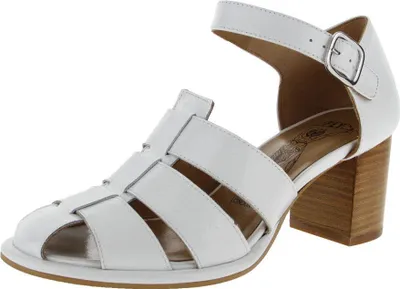 Produktbild von Damen Leder Pumps Weiß mit Blockabsatz, Schnalle und 7 cm Absatz, Größe 40