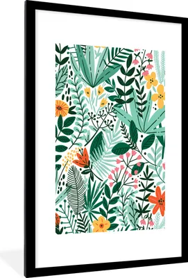 Produktbild von MuchoWow® Gerahmtes Poster Sommer - Natur - Muster 60x90 cm - Poster mit Schwarzem Bilderrahmen Wandposter Rahmen Foto Bilder - Dekoration - Wandposter Wohnzimmer - Hochwertig