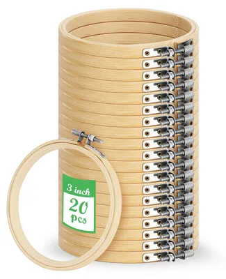 Stickrahmen-Set, Bambus, rund, 8 cm, 20 Stück, für DIY und Handarbeit
